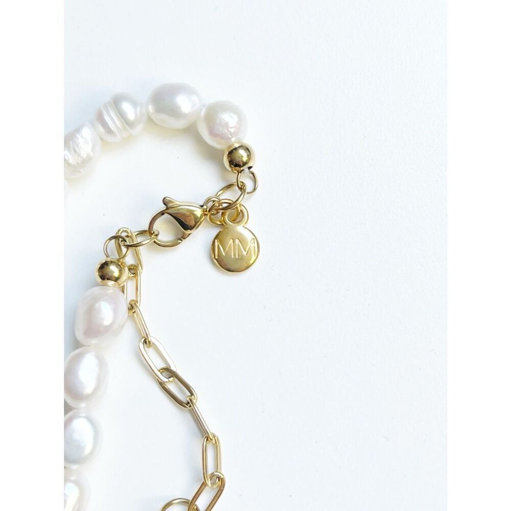 Pearl and Gold Shell Statement Necklace  with matching bracelet Beach Bride - Picture 11 of 14